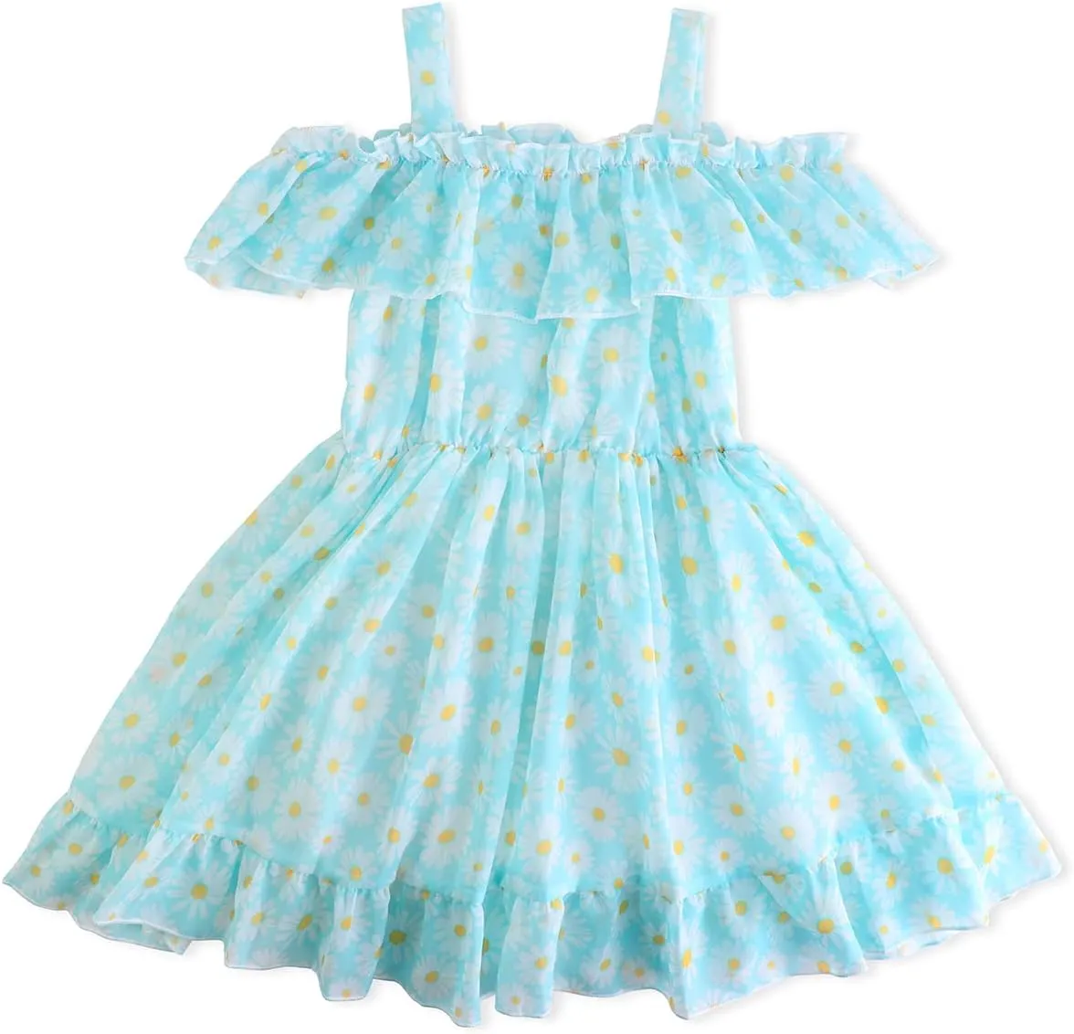 Baby Toddler Girls Dresses Chiffon Off Shoulder Flower Dress Baby Girl Clothes Summer Outfits 1-7 Years