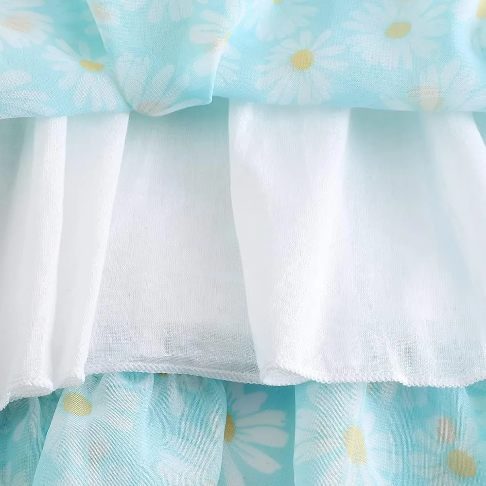 Baby Toddler Girls Dresses Chiffon Off Shoulder Flower Dress Baby Girl Clothes Summer Outfits 1-7 Years