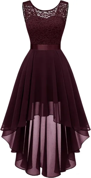 BeryLove Cocktail Prom Dresses 2025 Formal Wedding Guest Dresses Sleeveless Lace High Low Homecoming Dress