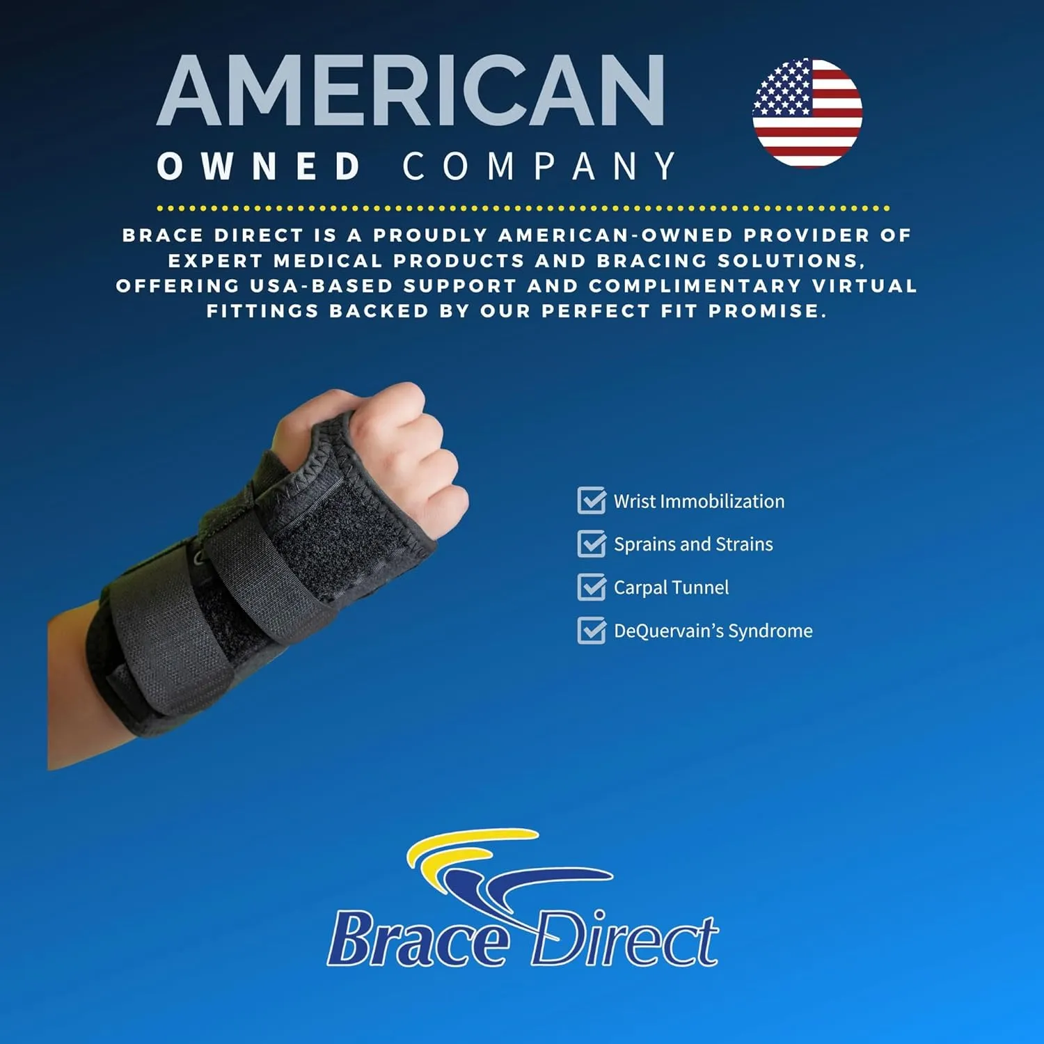 Brace Direct Kids Lace-Up Wrist Brace for Immobilization, Sprains, Strains, Carpal Tunnel & De Quervains, Left Wrist - Fits 6 in length / 4-5.5 in wrist (18 m-7 y)