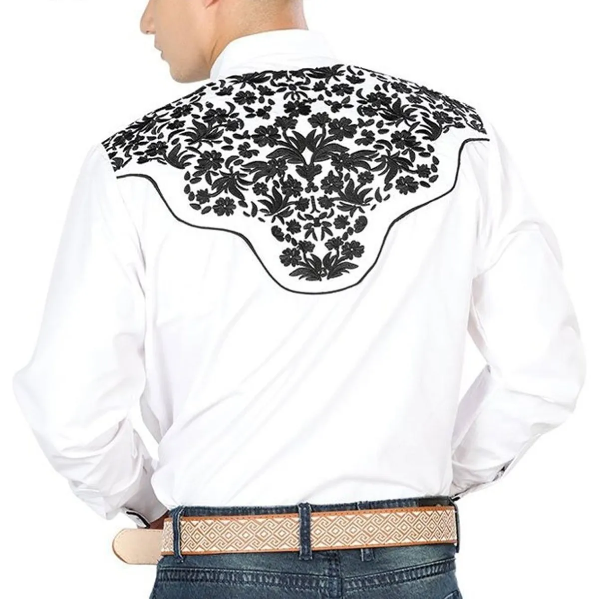 Camisa Vaquera Bordada El Señor de los Cielos Blanca GEN-43300