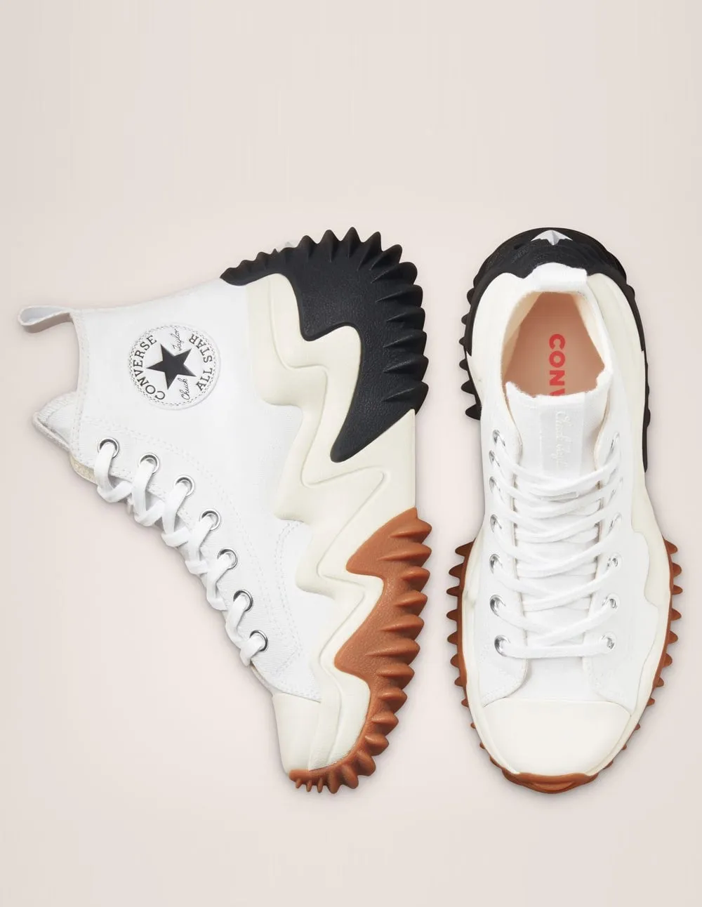 Converse Run Star Motion HI Blancas y Negras Mujer