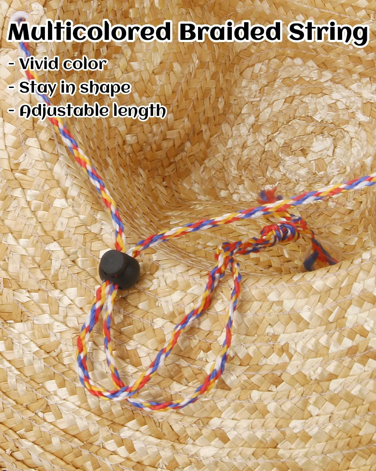 DUNCHATY Mexican Sombrero Hat Adults Straw Sombrero with Serape Trim Authentic Mexican Costume Sombrero for Cinco de Mayo