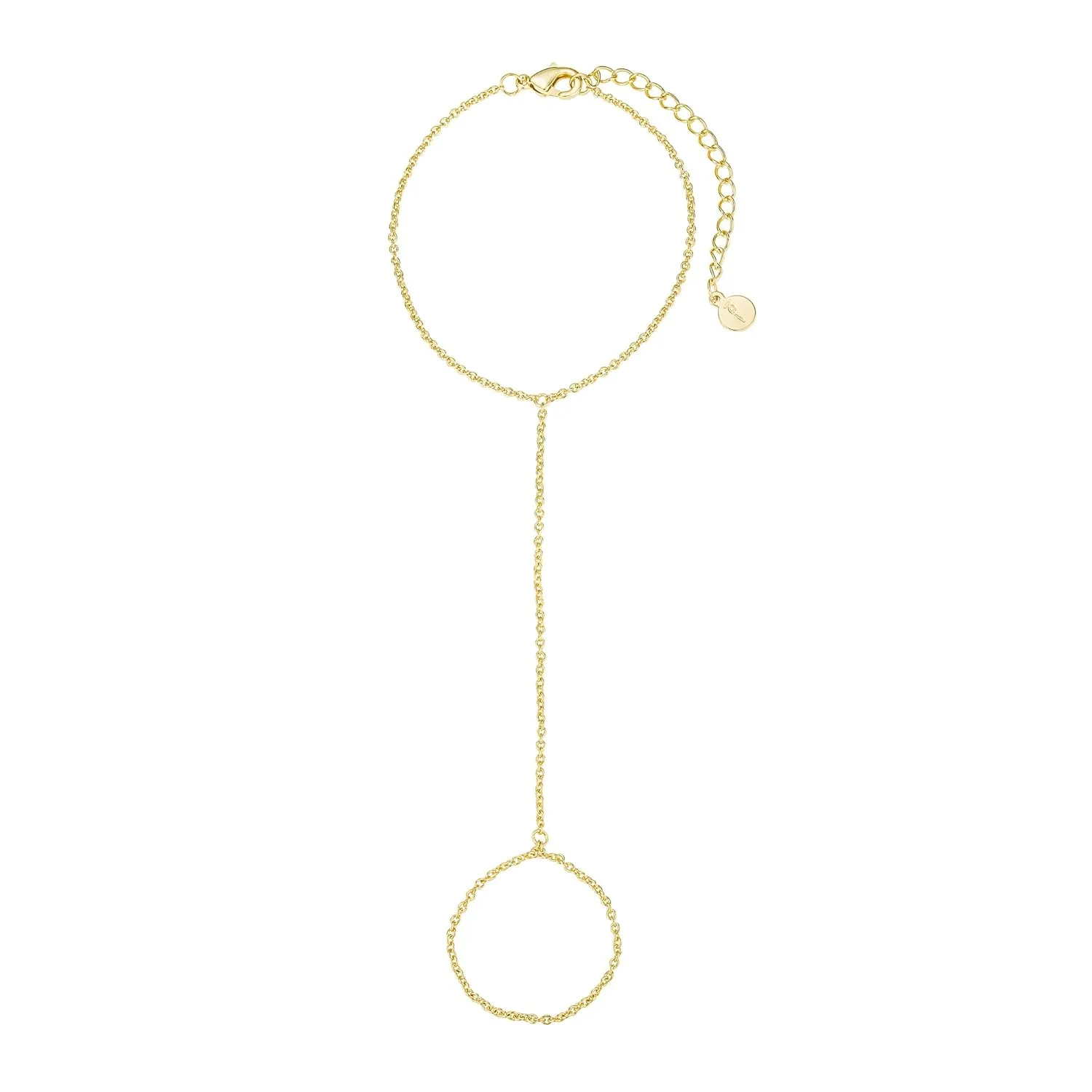 Faire de la Mode Gold Plated Bracelet Ring Hand Chain for 4-8 Ring Sizes  14k Gold Plated Sterling Silver Hand Chain Bracelet for Women  6" to 8" Adjustable Length