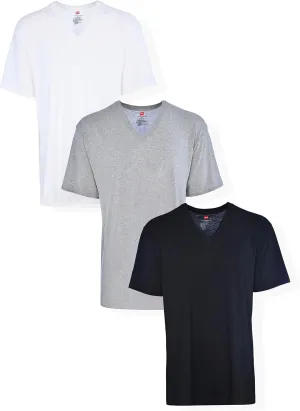 Hanes Mens Tall V-Neck Undershirts ??Tagless 100% Cotton Multipack, Lightweight Base Layer Camisetas para Hombre Alto