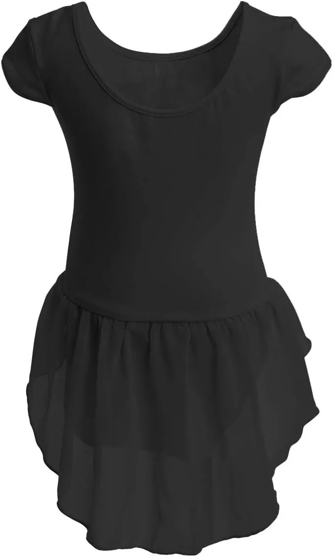 IBAKOM Girls' Raglan Cap Sleeve Leotard for Toddler Kids Gymnastics Dance Ballet Dress High Low Skirted Ballerina Dancewear