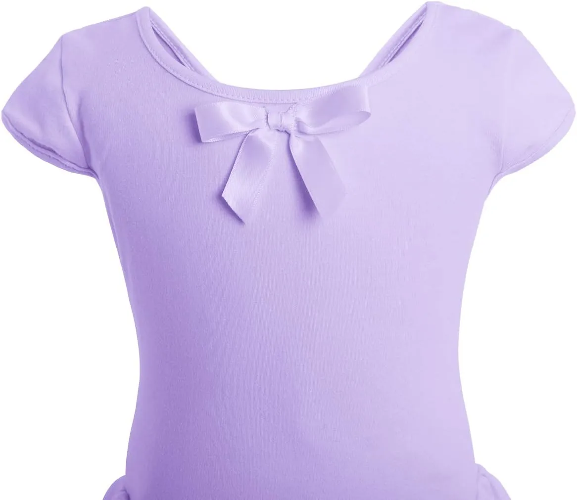 IBAKOM Girls' Raglan Cap Sleeve Leotard for Toddler Kids Gymnastics Dance Ballet Dress High Low Skirted Ballerina Dancewear