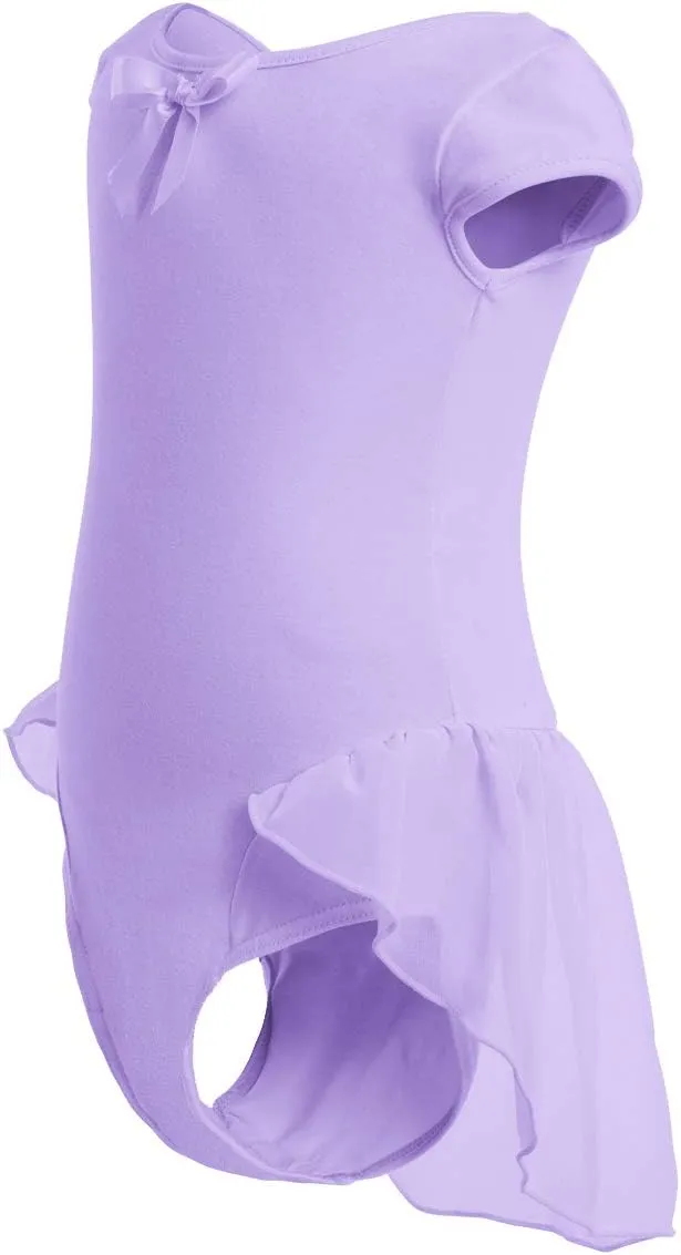 IBAKOM Girls' Raglan Cap Sleeve Leotard for Toddler Kids Gymnastics Dance Ballet Dress High Low Skirted Ballerina Dancewear