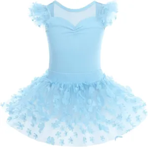 IBAKOM Girls' Raglan Cap Sleeve Leotard for Toddler Kids Gymnastics Dance Ballet Dress High Low Skirted Ballerina Dancewear