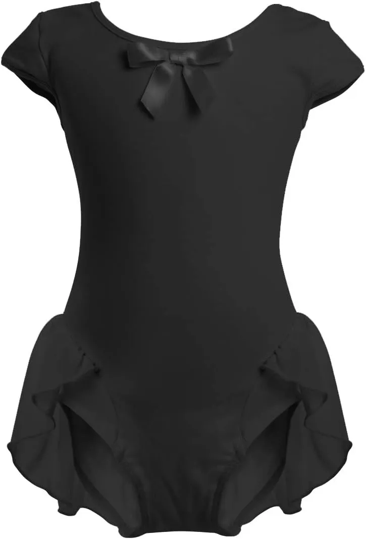 IBAKOM Girls' Raglan Cap Sleeve Leotard for Toddler Kids Gymnastics Dance Ballet Dress High Low Skirted Ballerina Dancewear