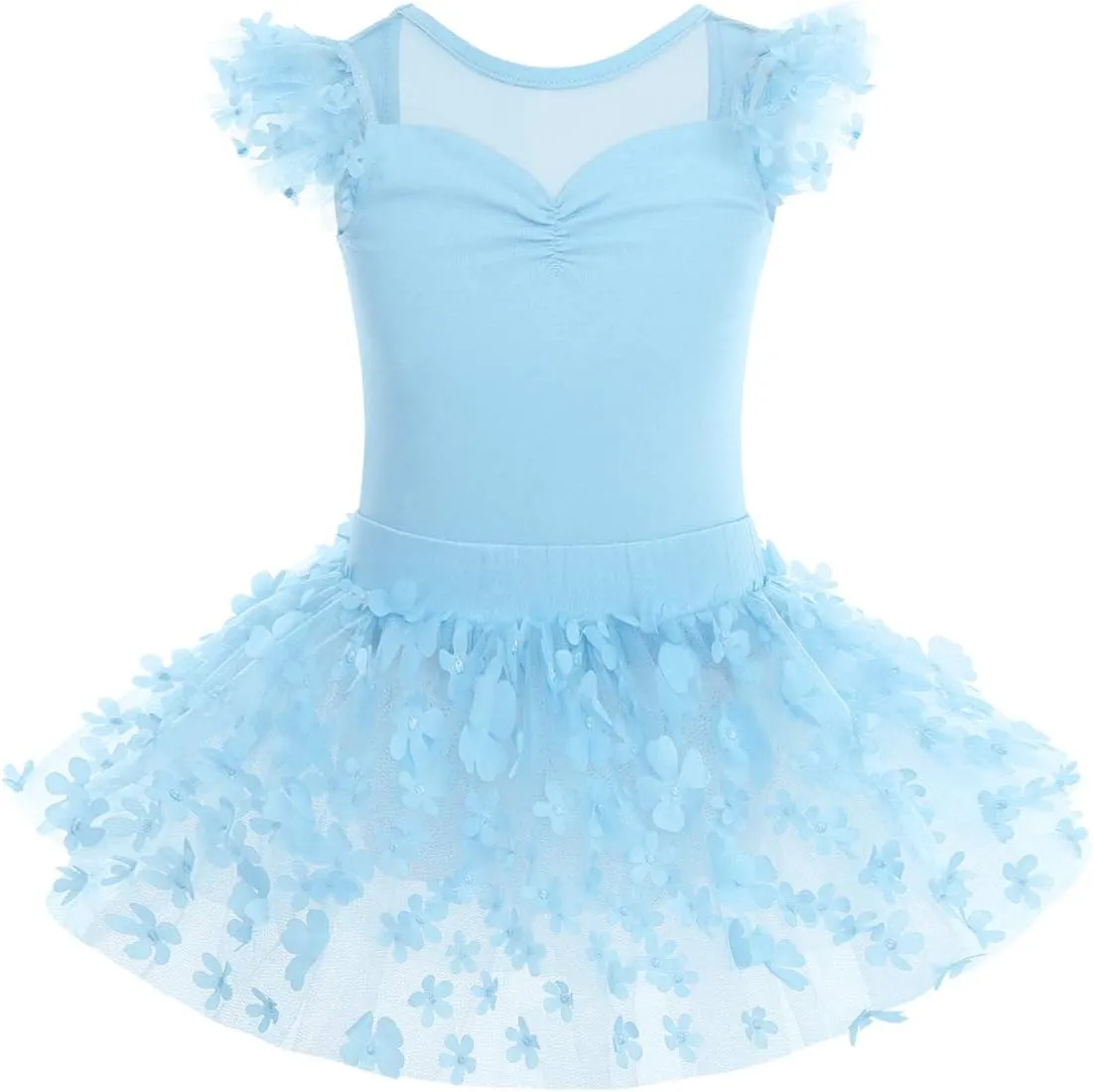 IBAKOM Girls' Raglan Cap Sleeve Leotard for Toddler Kids Gymnastics Dance Ballet Dress High Low Skirted Ballerina Dancewear
