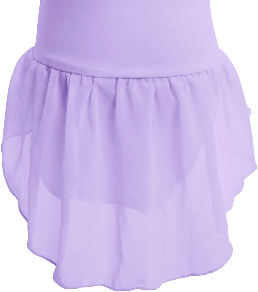 IBAKOM Girls' Raglan Cap Sleeve Leotard for Toddler Kids Gymnastics Dance Ballet Dress High Low Skirted Ballerina Dancewear