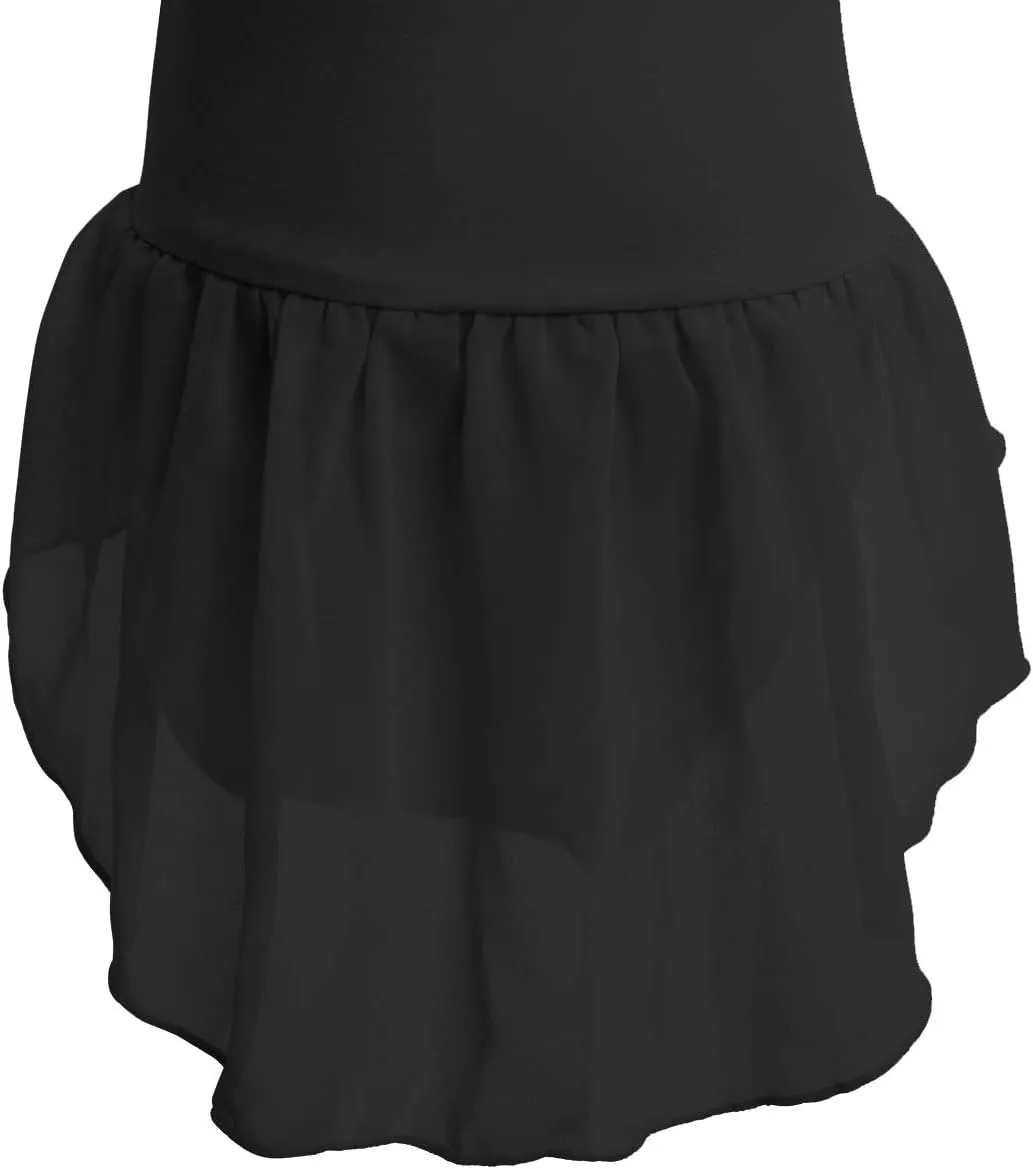 IBAKOM Girls' Raglan Cap Sleeve Leotard for Toddler Kids Gymnastics Dance Ballet Dress High Low Skirted Ballerina Dancewear