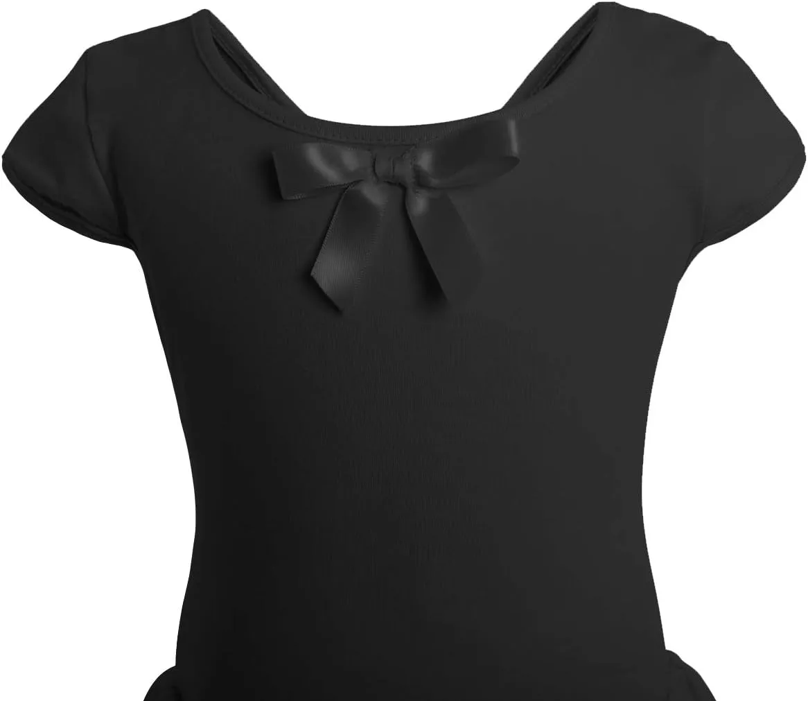 IBAKOM Girls' Raglan Cap Sleeve Leotard for Toddler Kids Gymnastics Dance Ballet Dress High Low Skirted Ballerina Dancewear