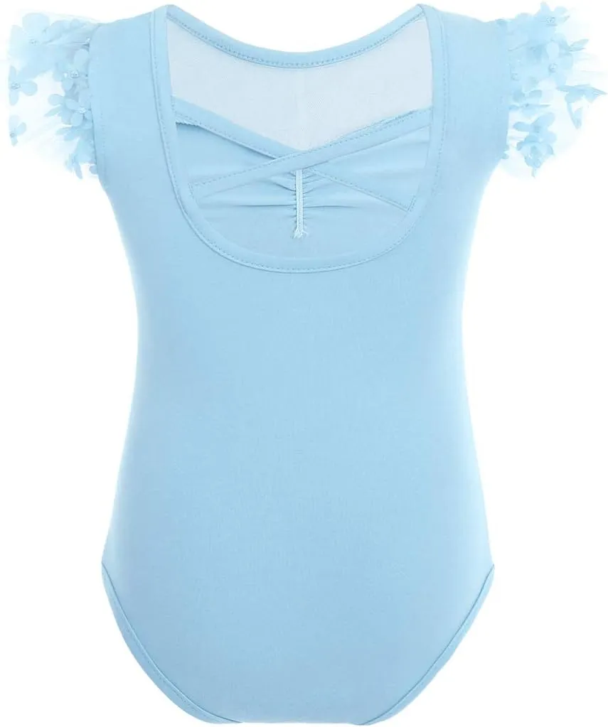 IBAKOM Girls' Raglan Cap Sleeve Leotard for Toddler Kids Gymnastics Dance Ballet Dress High Low Skirted Ballerina Dancewear