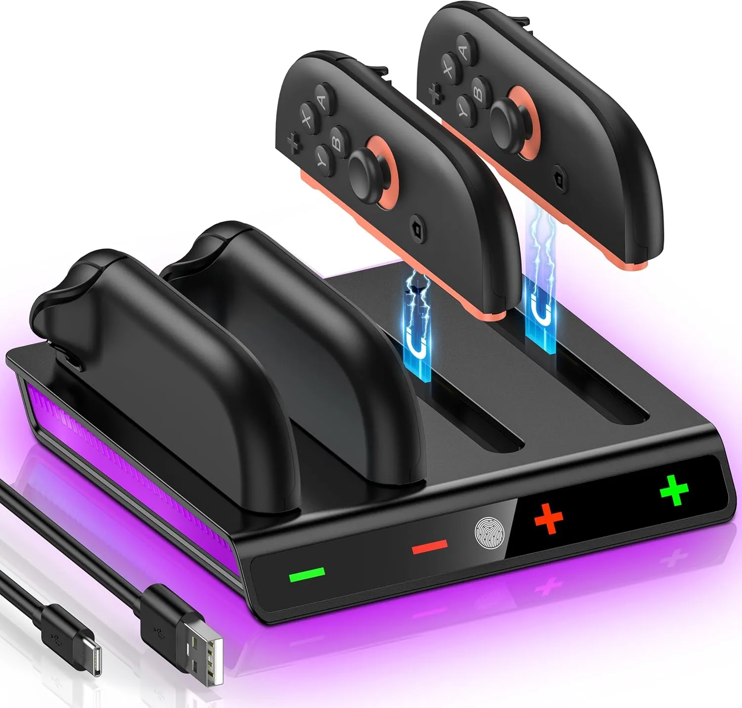 Joy Con Charging Dock Compatible with Nintendo Switch 2,Charger Station Compatible with Nintendo Switch 2 JoyCon,4-in-1 Magnetic Joycon Charger with Indicator & Smart Protection & Colerfull Light
