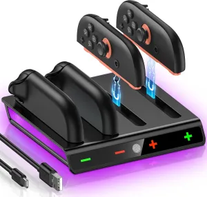 Joy Con Charging Dock Compatible with Nintendo Switch 2,Charger Station Compatible with Nintendo Switch 2 JoyCon,4-in-1 Magnetic Joycon Charger with Indicator & Smart Protection & Colerfull Light
