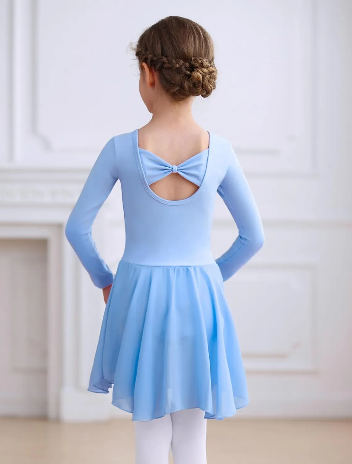 MdnMd Toddler Girls Ballet Dance Leotards Skirt Ballerina Ballet Outfit Dresses Camisole Puff Sleeve