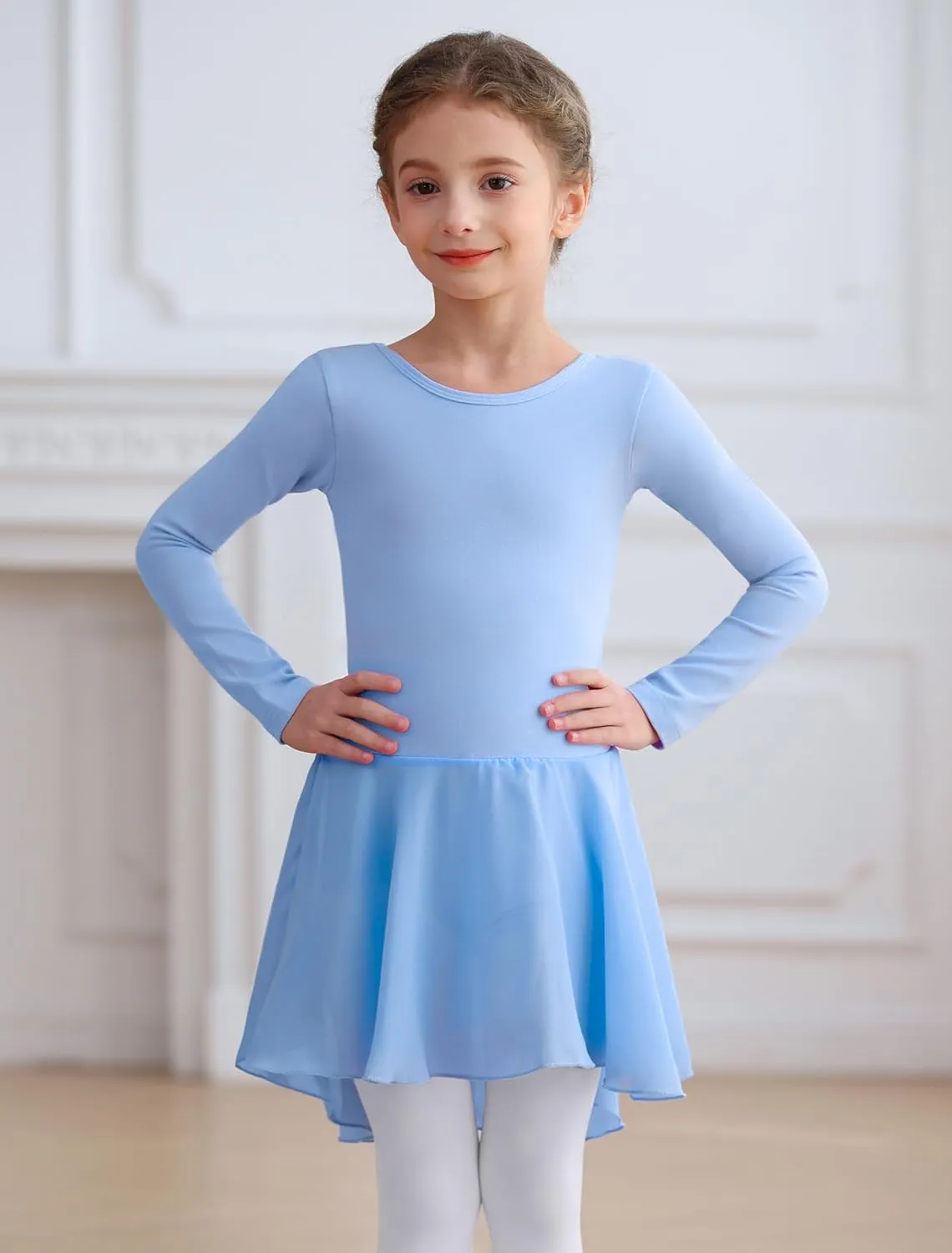 MdnMd Toddler Girls Ballet Dance Leotards Skirt Ballerina Ballet Outfit Dresses Camisole Puff Sleeve