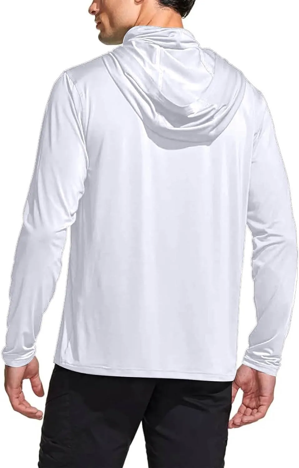 Men's Sun Protection Hoodie with Mask Men Rash Guard Performance Swim Fishing Hiking Shirt Long Sleeve Shirt