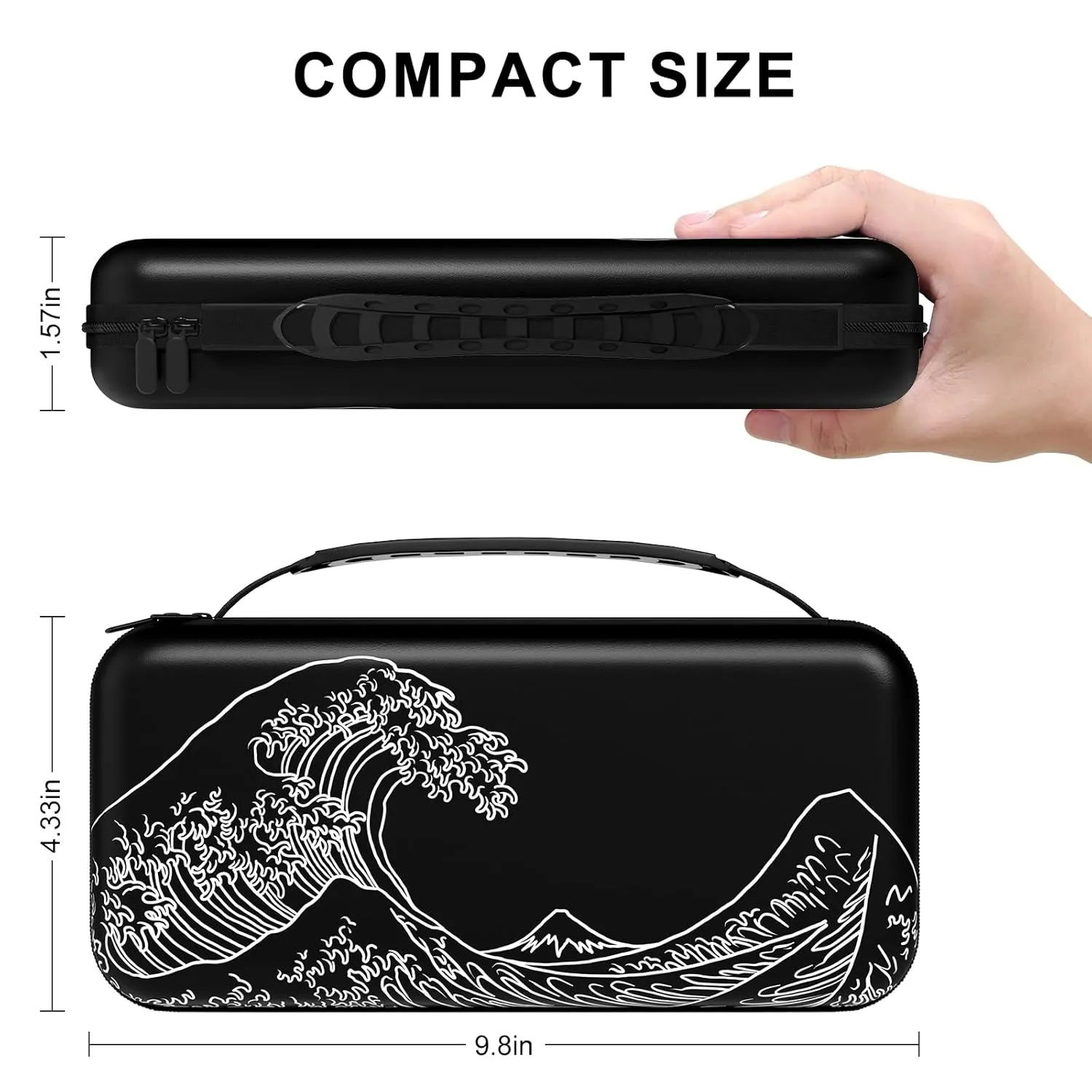 NPOOYI Carrying Case Compatible with Nintendo Switch OLED 2021/2017, Hard Shell Protective Switch Travel Case with Pockets and Game Holder for Console Joy-Con & Accessories, Waves