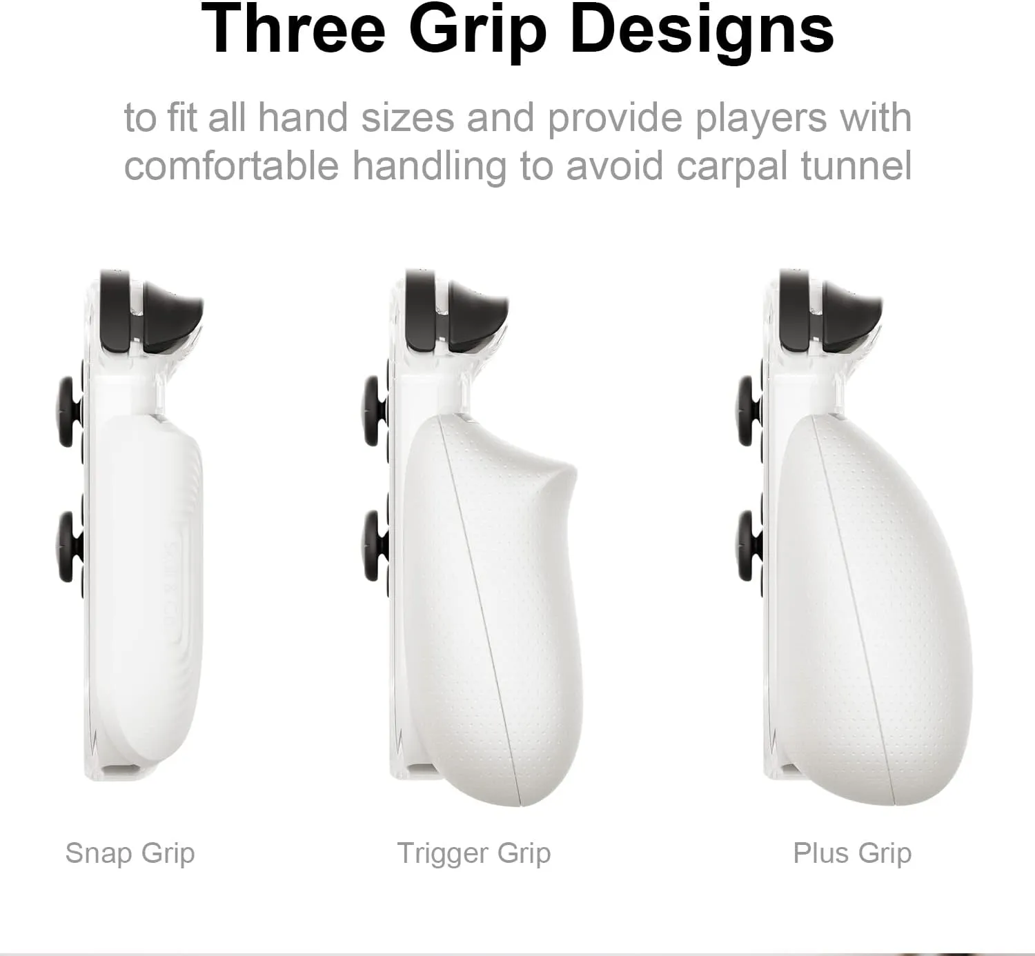 Skull & Co. GripCase OLED Bundle: A Dockable Transparent Protective Case with Replaceable Grips [to fit All Hands Sizes] for Nintendo Switch OLED Model- OLED White