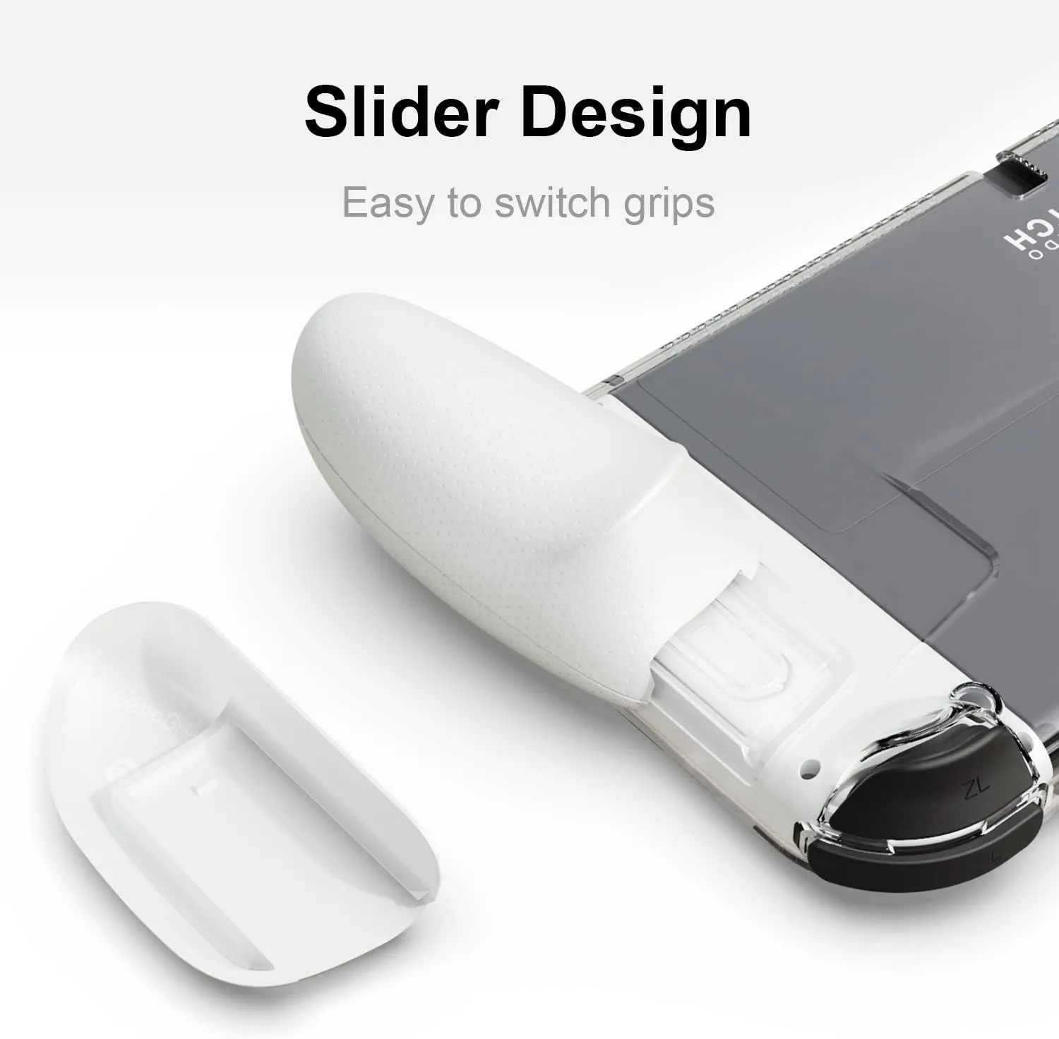 Skull & Co. GripCase OLED Bundle: A Dockable Transparent Protective Case with Replaceable Grips [to fit All Hands Sizes] for Nintendo Switch OLED Model- OLED White
