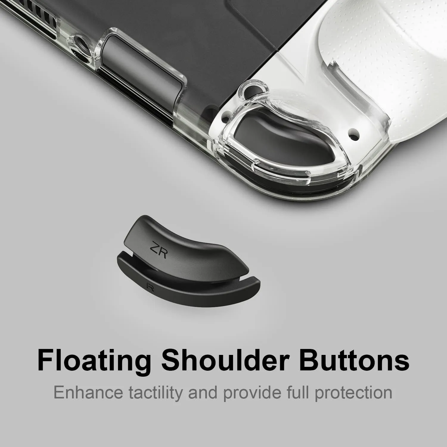 Skull & Co. GripCase OLED Bundle: A Dockable Transparent Protective Case with Replaceable Grips [to fit All Hands Sizes] for Nintendo Switch OLED Model- OLED White