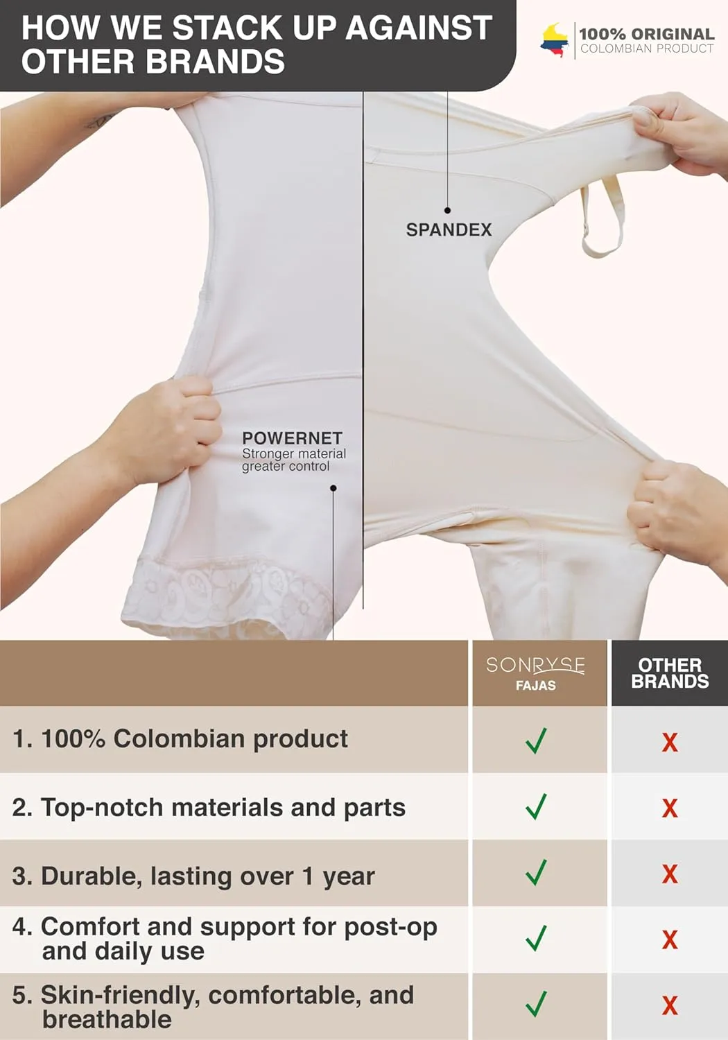 Sonryse 023ZL Fajas Colombianas Reductoras y Moldeadoras Open Bust Tummy Control Compression Waist Cincher Women