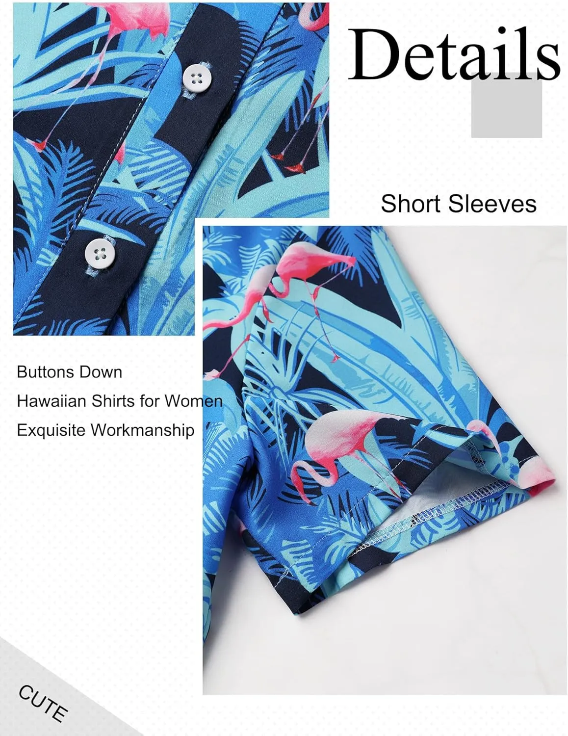 ZXZY Women Cute Hawaiian Shirt Lapel V Neck Short Sleeve Top Loose Button Down Blouse
