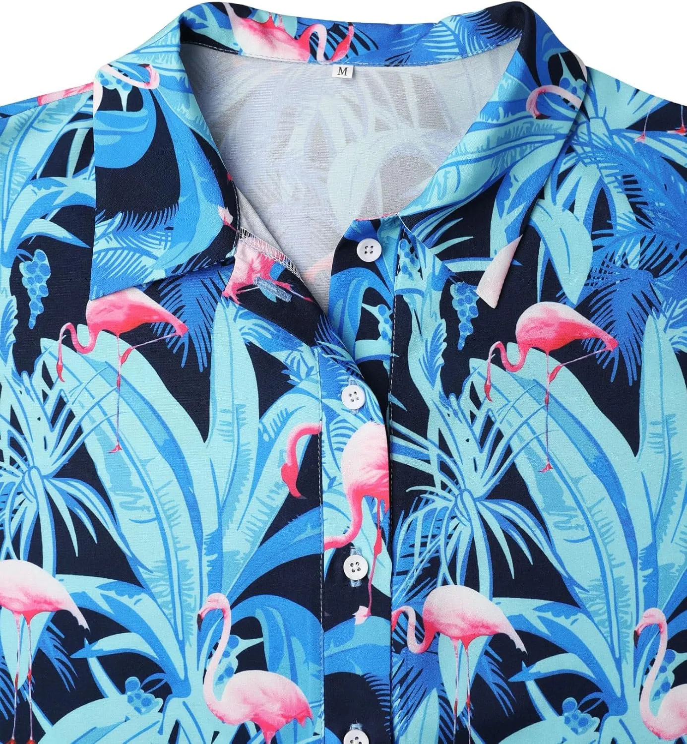 ZXZY Women Cute Hawaiian Shirt Lapel V Neck Short Sleeve Top Loose Button Down Blouse