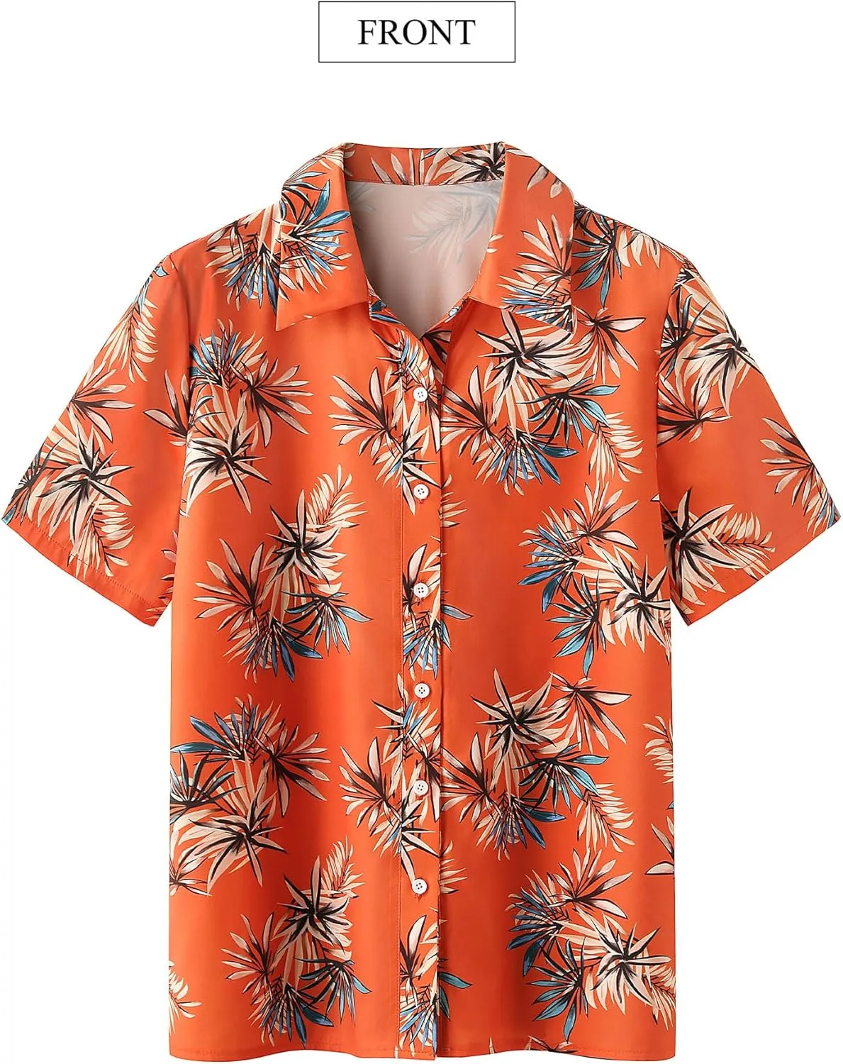 ZXZY Women Cute Hawaiian Shirt Lapel V Neck Short Sleeve Top Loose Button Down Blouse